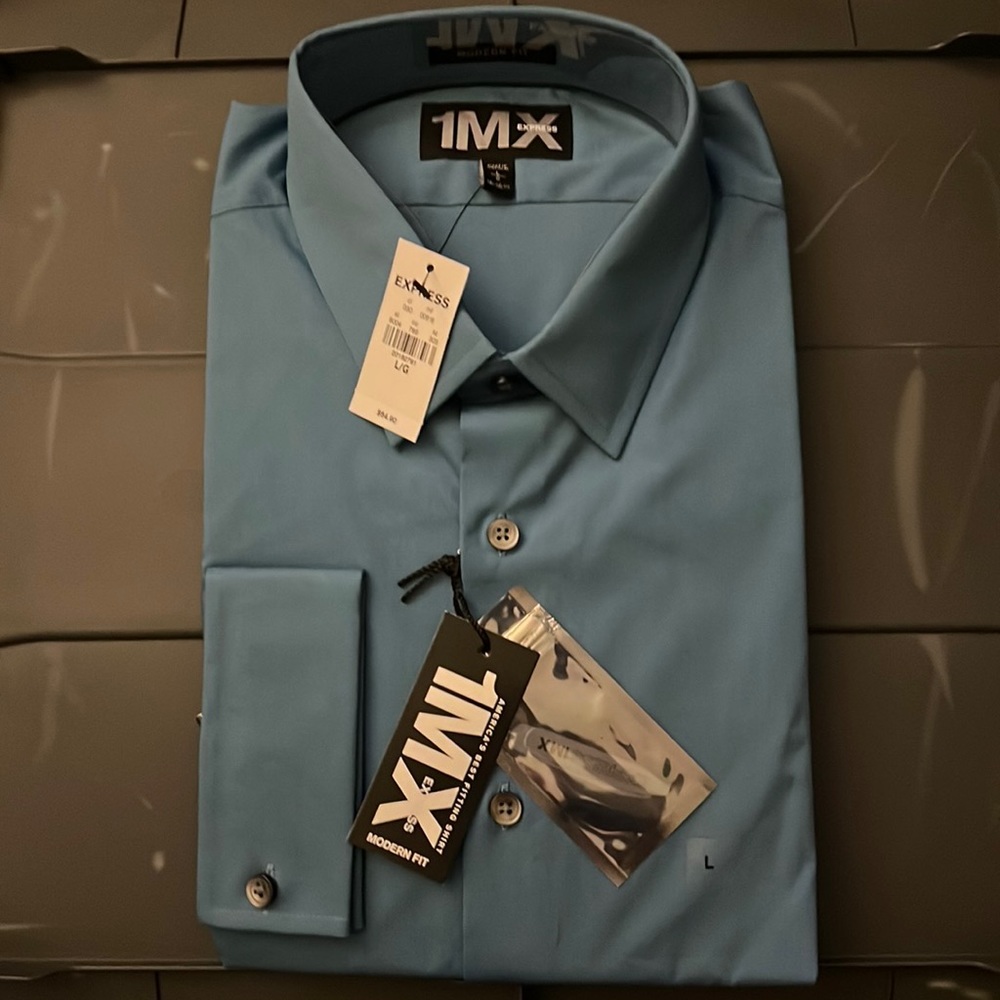 NWT - Express 1MX Dress Shirt | Size: 16 - 16.5 | Color: Blue | Modern Fit